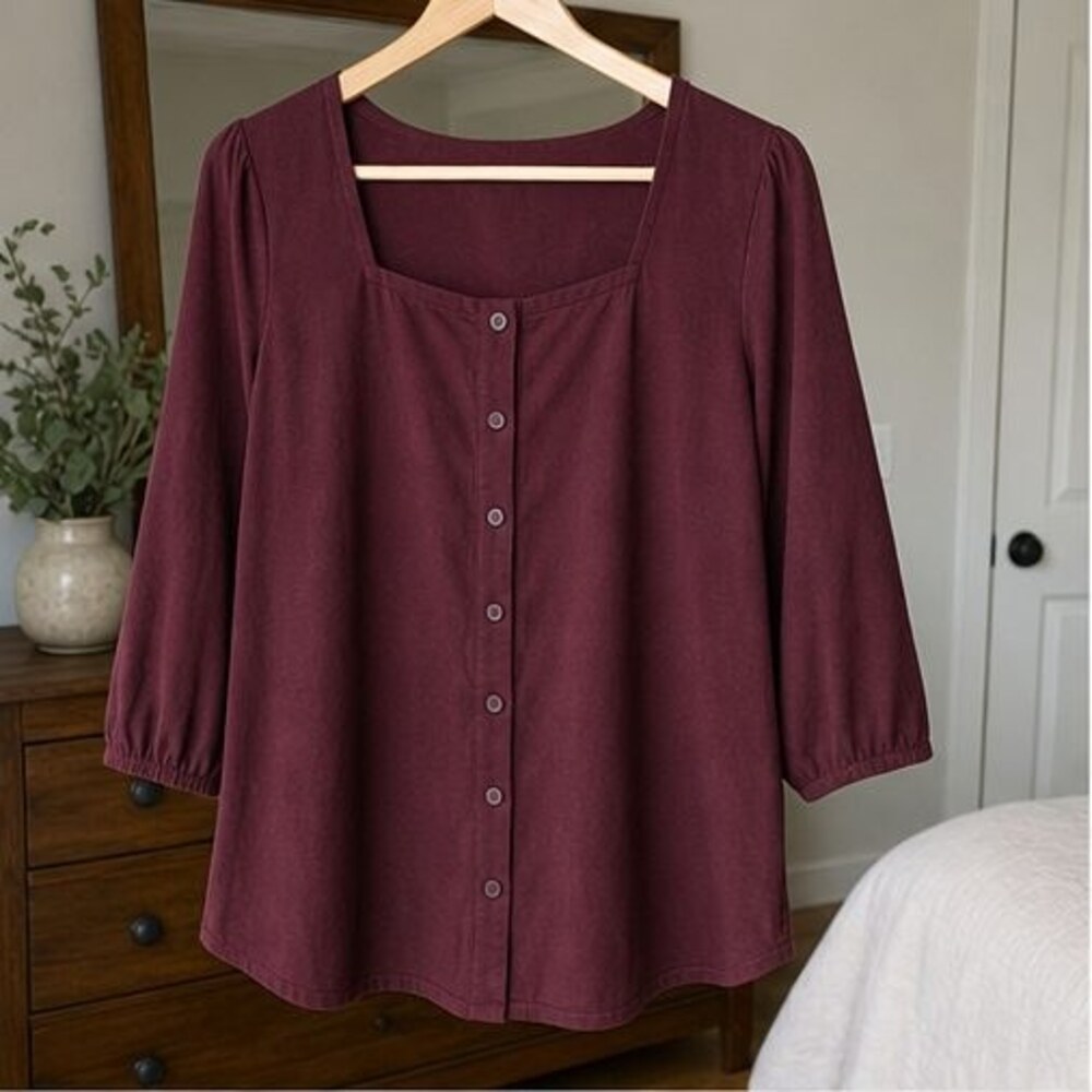 Burgundy Lace Trim Top